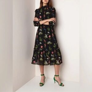 Ted Baker Black Floral Long Sleeve Dress size 6